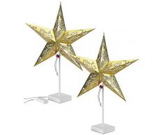Lunartec LED Stern: 2er-Set Deko-Tischleuchte in Sternform, Gold (Adventsstern)