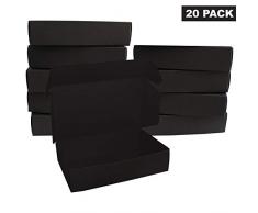 Schwarz Geschenkboxen (20 Pack) - Flache Geschenk Boxen (19 x 11 x 4,5 cm) verwendbar für Veranstaltungen, Hochzeiten Anlässe & Feste - Aufbewahrungsbox für Kuchen, Kekse & Schmuck