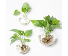 NewDreamWorlds Set mit 3 verschiedenen Größen von Aquarien, Terrarien für den Innenbereich, Glasvase, Mauer-Terrarien, Sukkulenten-Übertopf, Wand-Luftpflanzenhalter