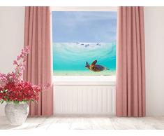 GRAZDesign 220009_110x57_GB_GS Fensterfolie Sichtschutz - Folie Bad | Fenster- Dusch-Folie/farbig Schildkröte im Wasser | Glasdekor für Privatsphäre (110x57cm // Glasdekor Set)