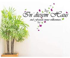 *NEU* Wandaufkleber/Wandtattoo/Wandsticker - Spruch ***In diesem Haus sind Freunde immer willkommen. + Schmetterlinge*** (Größen.- und Farbauswahl)