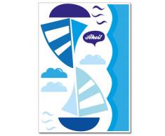 Wandkings WS-50015 Segelboot Ahoi Wandsticker Set, 26-Aufkleber, 2 DIN A4 Bögen, Gesamtfläche 60 x 20 cm
