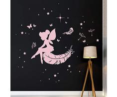 Wandtattoo Wandaufkleber Wandsticker Wandbild Aufkleber Sticker Fee Elfe Feder Sterne Pusteblume M1916 ausgewählte Farbe: *Beere* ausgewählte Größe: *S*