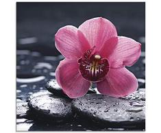 Artland Glasbilder Wandbild Glas Bild einteilig 30x30 cm Quadratisch Asien Natur Botanik Blumen Blüten Orchideen Zen Entspannung Pink T9MN