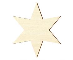 Bütic GmbH Sperrholz Zuschnitte - 6 armiger Stern, Holzstern - Größenauswahl - Pappel 3mm, Größe:Höhe 6cm. Breite 5.19cm