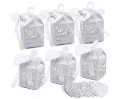 VGOODALL 100 Stück Hochzeit Gastgeschenke Süßigkeiten Kasten Gastgeschenke Schachtel Hochzeit Taufe Geschenkbox Kartonage Tischdeko Hochzeit Dekoration (Weiß)