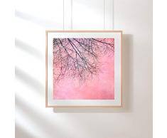 Fotografie Print Kunstdruck 12x12cm Zweige rosa Quadrat