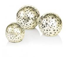 WB LED-Glaskugeln *Sterne*, 3er-Set LED Deko Kugel Innen Dekoration Set mit 3 Größen bis 15 cm