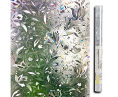 Lemon Cloud Fensterfolie 3D Dekofolie Sichtschutzfolie Blumen Tulpe Ohne Kleber Dekorfolie Statisch Folie für Heim Kueche und Büro 44.5 x 200CM