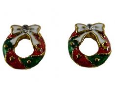 Ohrringe Ohrstecker Stecker Winter Weihnachtskranz Advent Kranz Gesteck Straß 4660