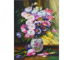 FineDecoArt Kollektion Magic Gemälde Leinwandbild Acryl Bild handgemalt 60x80cm Stilleben Blumen Strauss Rosen rot pink abstrakt modern Unikat Kunst Amazon Texturgemälde Wohnzimmer