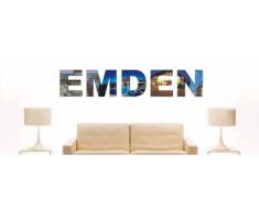 Wandtattoo farbige Wandschrift Städtename Emden mit Sehenswürdigkeiten 80 x 15 cm Länge