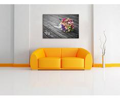 wunderschöner Blumenstrauß schwarz/weiß Format: 100x70 auf Leinwand, XXL riesige Bilder fertig gerahmt mit Keilrahmen, Kunstdruck auf Wandbild mit Rahmen, günstiger als Gemälde oder Ölbild, kein Poster oder Plakat