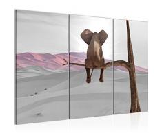 Bilder Afrika Elefant Wandbild 120 x 80 cm Vlies - Leinwand Bild XXL Format Wandbilder Wohnzimmer Wohnung Deko Kunstdrucke Grau 3 Teilig -100% MADE IN GERMANY - Fertig zum Aufhängen 002031b