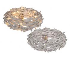 Weiden Kranz weiß mit Beleuchtung, 35 LEDs, Batteriebetrieb 30 x 8 cm