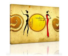 Wandbild - Afrikanische Frauen - Bild auf Leinwand - 60x50 cm - Leinwandbilder - Urban & Graphic - Abstrakt - Afrika - Sonne