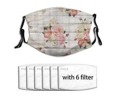 LISUMAL Gesichtsbedeckung,Rose Pink Flower Green Blattkorb Ölgemälde Romantik Romantische Liebe Frühling Kreative Pflanze,Wiederverwendbar Winddicht Staubschutz Mund Bandanas Outdoor Mit 6 Filtern