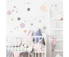 Wandtattoo 40 Kreise in zarten Pastellfarben Dekokreise Kinderzimmer Wandsticker Aufkleberset/Pastell-rosa