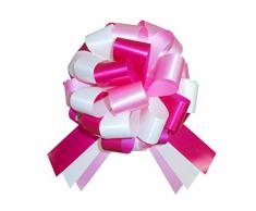 Jaffa Imports Große Geschenkschleife (25,4 cm) + 6 Meter rosa Band für Autos, Fahrräder, Kinderwagen, Babypartys, Geburtstags, Pink/cremefarben/Kirschrot