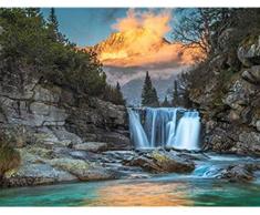 Mrlwy Ölgemälde Set Von Zahlen Malen Von Zahlen Kits Romantische Schöne Bild Berg Wasserfall Muster Ölbild Zeichnung Home Wanddekoration Kunst Geschenk Leinwand Kinder Magie-40X50Cm Paintin