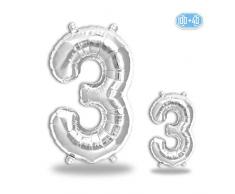 FUNXGO® Party Dekoration Folienballon Zahlen in Silber -100cm+40cm- Geeignet für Geburtstage, Überraschungsparties, Hochzeiten, Jubiläen, Einstände, Abschlüsse und sonstige Feste (Silber[3])