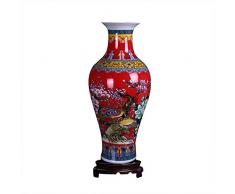 ufengke Jingdezhen Große Fishtail Keramik Bodenvase,Blumenvase,Handgefertigte Dekorative Vase für Hause,Höhe 18.11(46cm) Rot