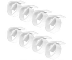 com-four® 8X Tischtuchklammern aus bruchfestem Kunststoff in weiß, Tischdeckenbeschwerer, Tischdeckenhalter Made in Germany (08 Stück)