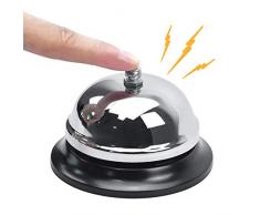 WEKON Rezeptionsklingel Tischklingel mit klarem Klang, Thekenklingel Glocke für Küche, Restaurant, Hotel Bars Tresen, Schule, Hali Gali Spiel, Krankenhäuser, Hundetraining (Metall, Silber)