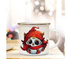 Emaille Tasse Becher mit Eule Eulchen im Winter Kaffeebecher Camping-Becher Eulentasse eb10 ilka parey wandtattoo-welt®