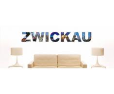 Wandtattoo farbige Wandschrift Städtename Zwickau mit Sehenswürdigkeiten 80 x 11 cm Länge