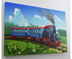 Kindermotiv Eisenbahn Leinwand Canvas Bild Wandbild Kunstdruck L1545 Größe 70 cm x 50 cm