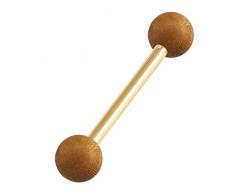 Piercingstab, Teakholzkugeln auf einem Zirkon-Stahl; Stärke: 1,6 mm, Länge: 12 mm, Kugeln: 5 mm, Brustwarzenpiercing, Ohrstecker, Ring TDi Jewellery Größentabelle (evtl. nicht in deutscher Sprache)