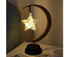 Stilvolle Einfachheit Led Stars Mond Rattan Ball Apfel Weihnachten Glas Lampenschirm Batterielampe/Tischlampe/Nachtlicht Manuelles Hanfseil/Highend Geschenkbox Thanksgiving, tad, Warme Farbe