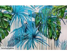 KunstLoft® XXL Gemälde Urlaubsstimmung 180x120cm | original handgemalte Bilder | Abstrakt Blätter Natur Grün Blau | Leinwand-Bild Ölgemälde einteilig groß | Modernes Kunst Ölbild