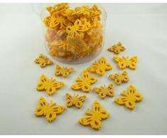 Dunkelgelbe Filz Schmetterlinge zum basteln und als Tisch Streudekoration. 2 Größen, 96 Stück