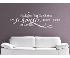Grandora® W312 Wandtattoo Zitat Gib jedem Tag die Chance... Wohnzimmer Schlafzimmer weiß 120 x 40 cm