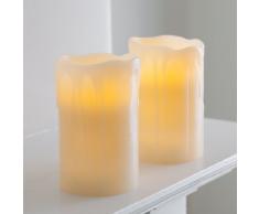 Lights4fun 2er Set LED Kerzen Echtwachs mit Timer batteriebetrieben