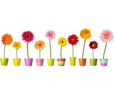 Stickers4 Blumentopf-Fensteraufkleber - 10 einzelne farbenfrohe Topfblumen-Fenster-Sticker mit statischer Haftung als Deko für Fenster und Glastüren - Klein