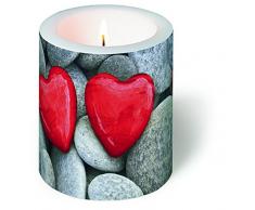 Kerze rund Love Stones – Steine der Liebe / Herzen / Hochzeit Ø 9cm, Höhe 10cm