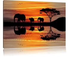 Afrika Elefant in Sonnenschein schwarz/weiß Format: 60x40 auf Leinwand, XXL riesige Bilder fertig gerahmt mit Keilrahmen, Kunstdruck auf Wandbild mit Rahmen, günstiger als Gemälde oder Ölbild, kein Poster oder Plakat