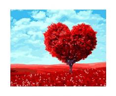 XIXISA Cherry Blossom River Flower Acrylgemälde nach Zahlen für Erwachsene Bilder nach Zahlen für Erwachsene DIY Frameless Home Decor-A