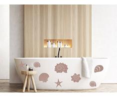 graz-design Wandtattoo Muscheln für Bad | Selbstklebende Klebe-Folie für Wände - Fliesen - Spiegel | Wand-Aufkleber als Set mit 16 unterschiedlichen Muscheln (57x57cm//081 hellbraun)