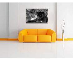 schöner schwarzer Panther schwarz/weiß auf Leinwand, XXL riesige Bilder fertig gerahmt mit Keilrahmen, Kunstdruck auf Wandbild mit Rahmen, günstiger als Gemälde oder Ölbild, kein Poster oder Plakat