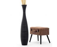 Leewadee Große Bodenvase für Dekozweige hohe Standvase Design Holzvase 112 cm, Mangoholz, schwarz