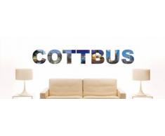 Wandtattoo farbige Wandschrift Städtename Cottbus mit Sehenswürdigkeiten 180 x 26 cm Länge