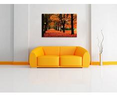 Baumallee im Herbst Format: 80x60 auf Leinwand, XXL riesige Bilder fertig gerahmt mit Keilrahmen, Kunstdruck auf Wandbild mit Rahmen, günstiger als Gemälde oder Ölbild, kein Poster oder Plakat