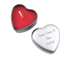 Geschenke.de Personalisierbare Kerze in Herzform mit Gravur - Duftkerze Vanille in rot