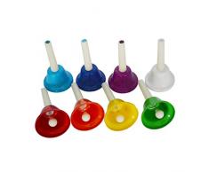 Banbie8409 8 Teile/Satz Bunte Rhythmus 8 Hinweis Handglocke Set Musikinstrument für Kind (Multi-Color gemischt)