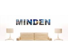 Wandtattoo farbige Wandschrift Städtename Minden mit Sehenswürdigkeiten 80 x 13 cm Länge