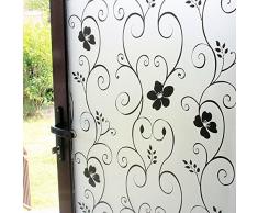 DUOFIRE Privatsphäre Fensterfolie Dekorfolie Sichtschutzfolie Ohne Kleber Selbstklebend Glas Fenster Aufkleber Anti-UV Folie (60cm X 200cm, DP014B)